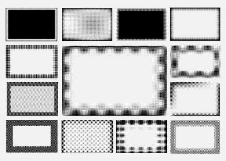 Vector conjunto de marcos de semitono