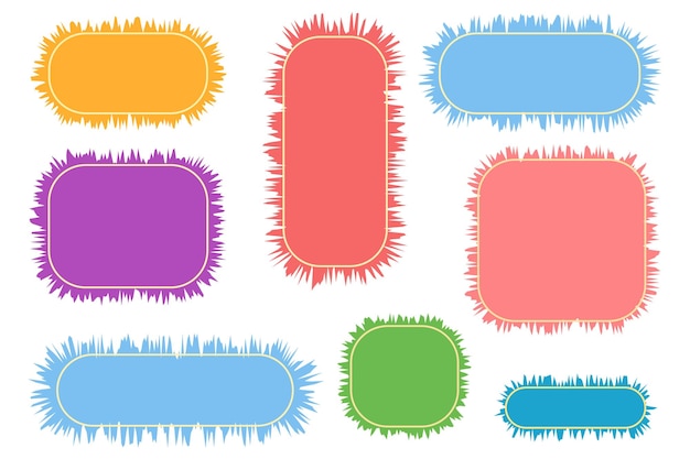 Conjunto de marcos vacíos endurecimiento de textura burbujas de habla vacías colección de cuadros de texto de colores