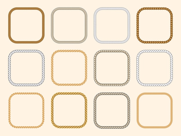 Conjunto de marcos de vector de cuerdas náuticas cuadradas