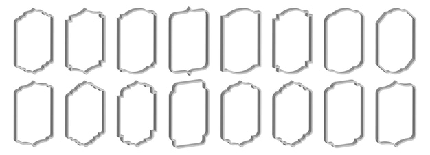 Conjunto de marcos vintage 3D y etiquetas ilustración vectorial aislado en blanco
