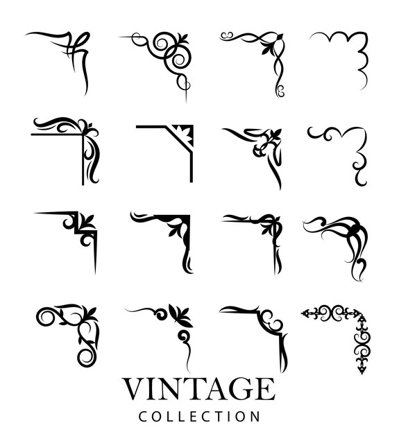 Vector conjunto de marcos vintage y elementos decorativos ilustración vectorial colección de adornos vintage con