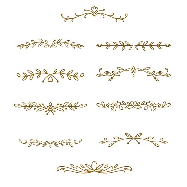 conjunto de marcos vintage de oro con hermosos bordes decorativos de filigrana ilustración vectorial floral