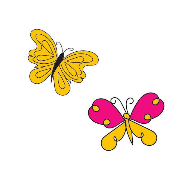 Vector conjunto de mariposas de colores vectoriales. vector.