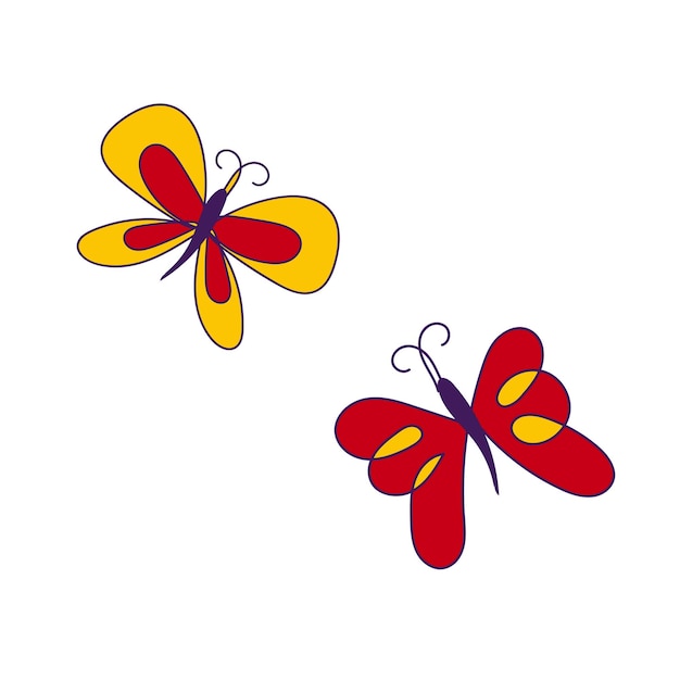 Conjunto de mariposas de colores vectoriales. vector.