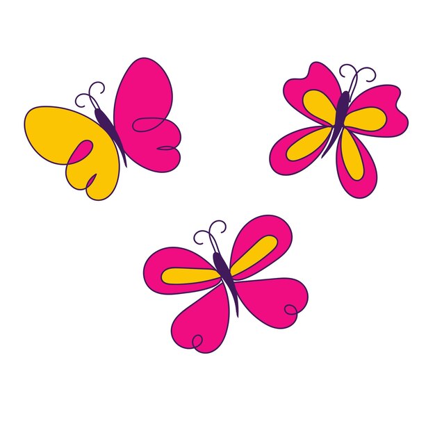 Vector conjunto de mariposas de colores vectoriales. vector.