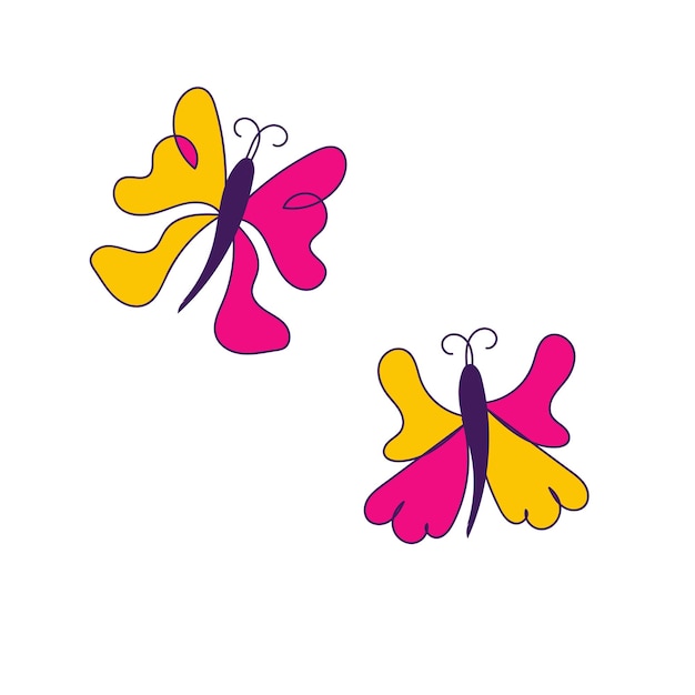 Vector conjunto de mariposas de colores vectoriales. vector.