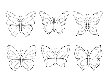 conjunto de contorno dibujos de mariposas plantillas para colorante,  aislado en blanco antecedentes. colorante libro para niños. nosotros  dibujar con niños. vector ilustración 22956713 Vector en Vecteezy