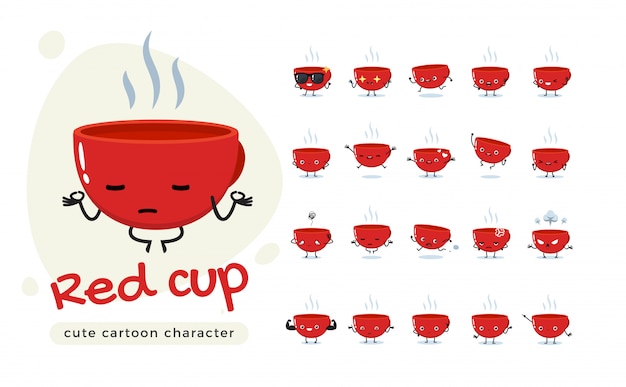 Un conjunto de mascota de la Copa Roja. Ilustración aislada