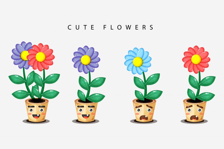 Vector conjunto de mascota flores lindas