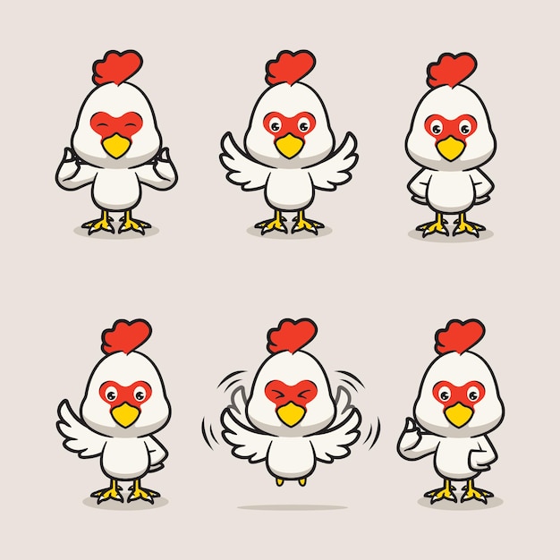 Conjunto de mascota de pollo lindo