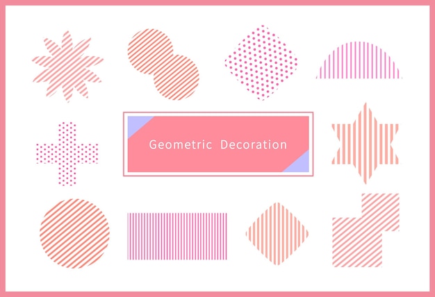 Vector conjunto de material decorativo de patrón de formas geométricas rosas en el fondo para carteles de pancartas mentira yin