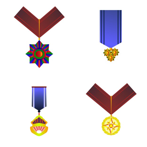 Conjunto de medallas ilustración vectorial aislada