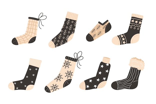 Conjunto de medias navideñas con patrones festivos