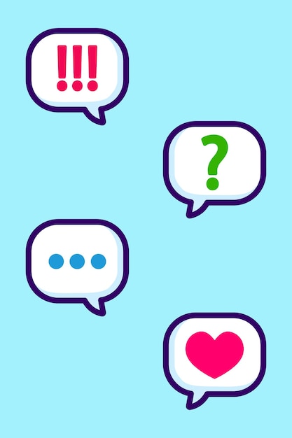 Un conjunto de mensajes mensaje de amor varias notificaciones ilustración vectorial