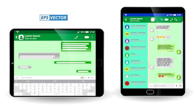 conjunto de mensajes de plantilla en blanco o mensajes de chat verdes o mensajes de chat de redes sociales