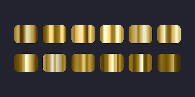 Conjunto metálico de color gradiente dorado Colección de conjunto gradiente de oro rosa Ilustración vectorial