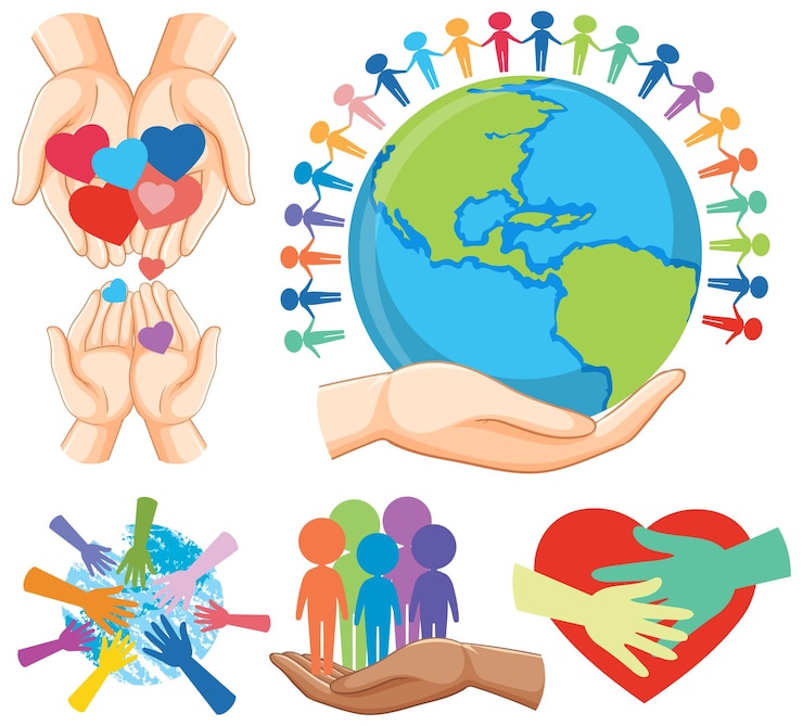 Vector conjunto de mezcla de corazón con tierra.