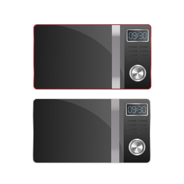 Vector conjunto de microondas modernos. microondas con estilo aislado en un fondo blanco. vector realista.