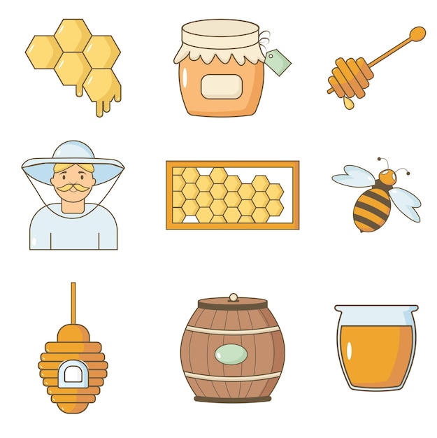 Un conjunto de miel Tarro de miel panal abeja apicultor