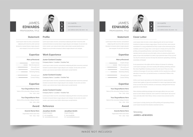 Conjunto minimalista de currículum y carta de presentación