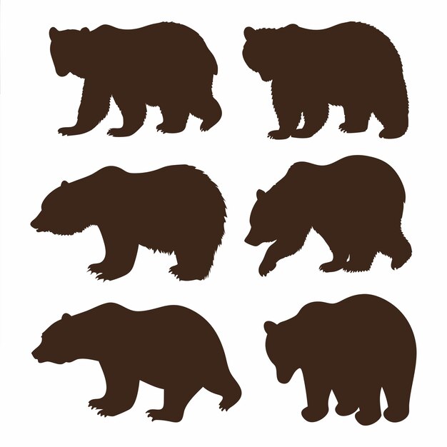 Conjunto minimalista de silueta de oso