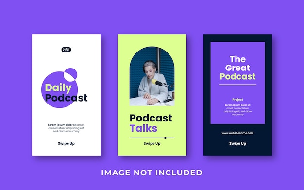 Vector conjunto mínimo de publicaciones de historias de instagram de podcast