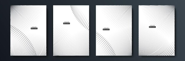 Conjunto moderno de diseño de cubierta de rayas negras. Patrón de línea diagonal dinámica blanca creativa de lujo. Fondo de vector premium formal para folleto comercial, cartel, cuaderno, plantilla de menú