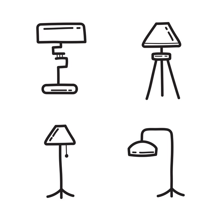 Conjunto moderno de diseños de dibujos de lámparas