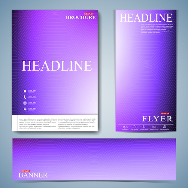 Conjunto moderno de folleto, volante, folleto, portada o informe anual en tamaño A4 para su diseño. Ilustración