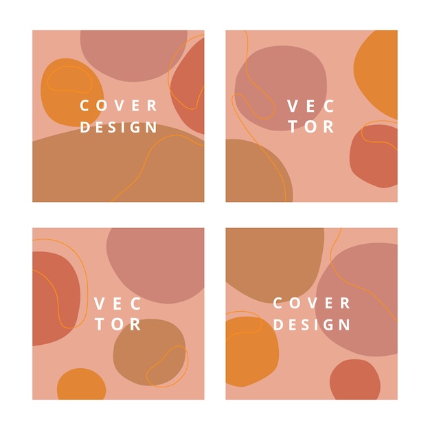 Vector conjunto moderno de fondos cuadrados simples con formas redondas en colores pastel