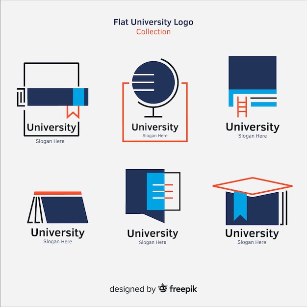 Conjunto moderno de logos de universidad con diseño plano