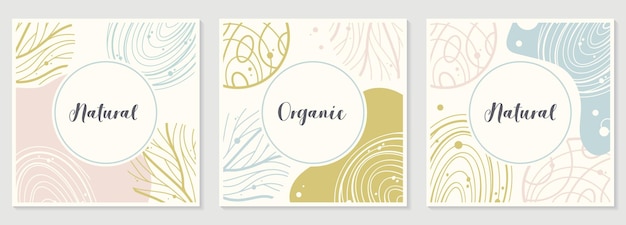 Conjunto moderno y moderno de fondos abstractos en estilo minimalista Plantilla pintada a mano con espacio para texto