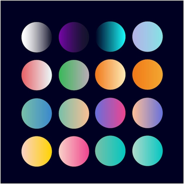 Conjunto moderno de muestras de acuarela de círculos de gradiente paleta de colores pastel uso para Banner Flyer