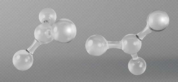 Conjunto de moléculas de vidrio transparente modelo d estructuras moleculares abstractas aisladas en transparente