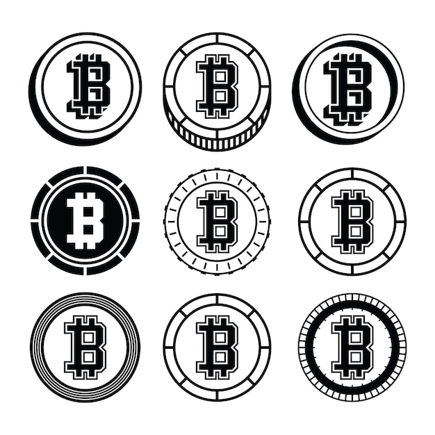 Vector conjunto de monedas de criptomonedas vectorial profesional moderno conjunto de bitcoins