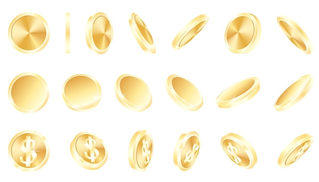 Conjunto de monedas de oro giratorias monedas de dólar 3d Conjunto del dinero de oro Dinero en efectivo para juegos de azar tesoros
