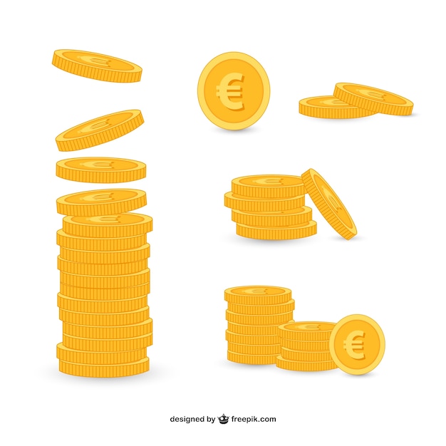 Vector conjunto de monedas de oro