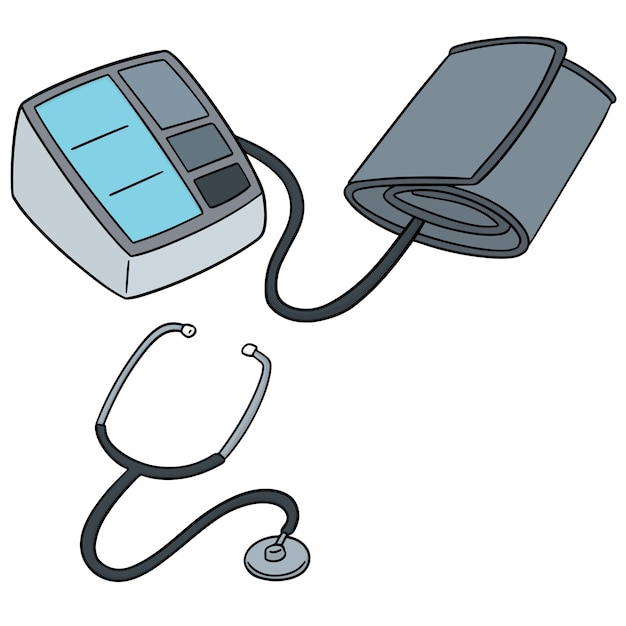 Conjunto de monitor de presión arterial y estetoscopio.