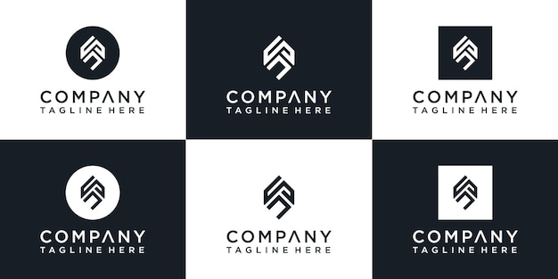 Conjunto de monograma creativo letra a diseño de logotipo