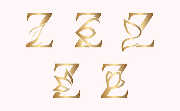 Conjunto de monogramas del logotipo de belleza de la marca z de la letra