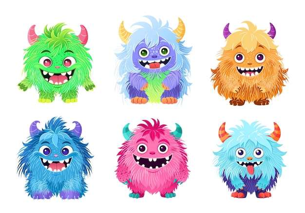 Conjunto de monstruos bonitos criaturas ficticias para niños carteles impresos de Halloween