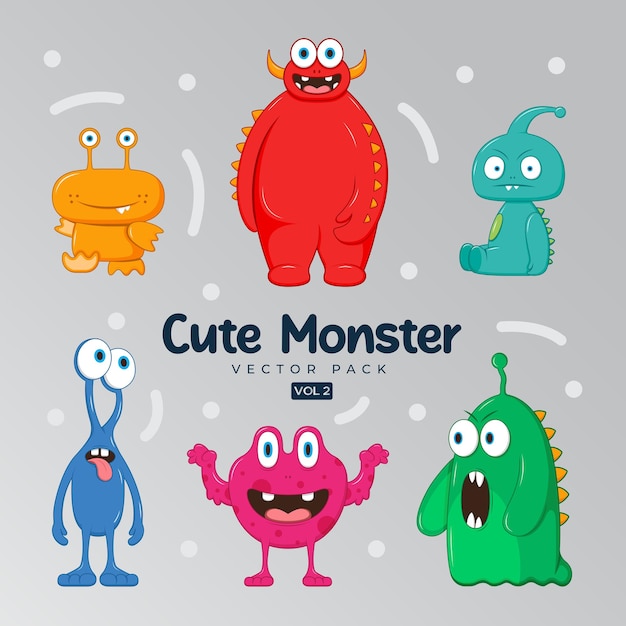 conjunto de monstruos lindos conjunto de monsters colección monstruo gracioso conjunto de personajes ilustración vectorial