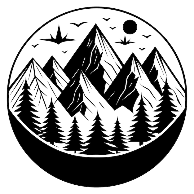 Conjunto de montañas Colección de uvas Ilustración vectorial del logotipo