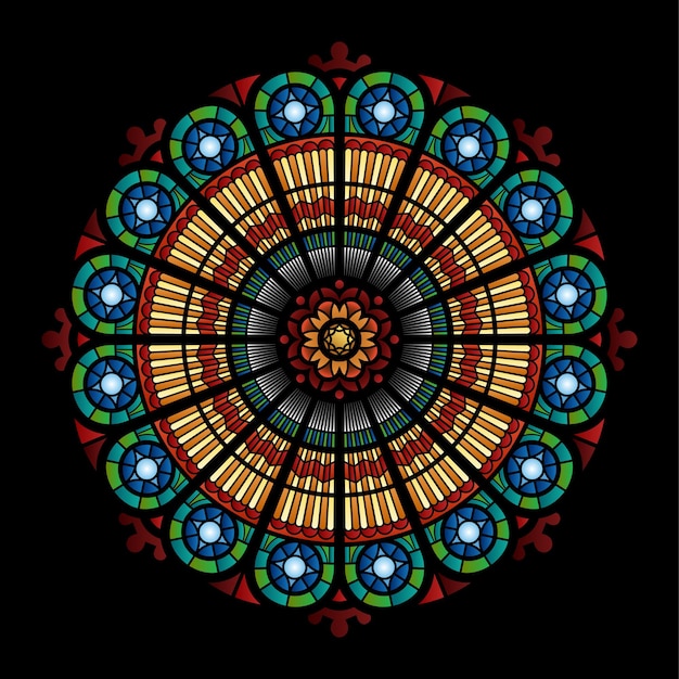 conjunto de mosaico de ventanas de catedral circular