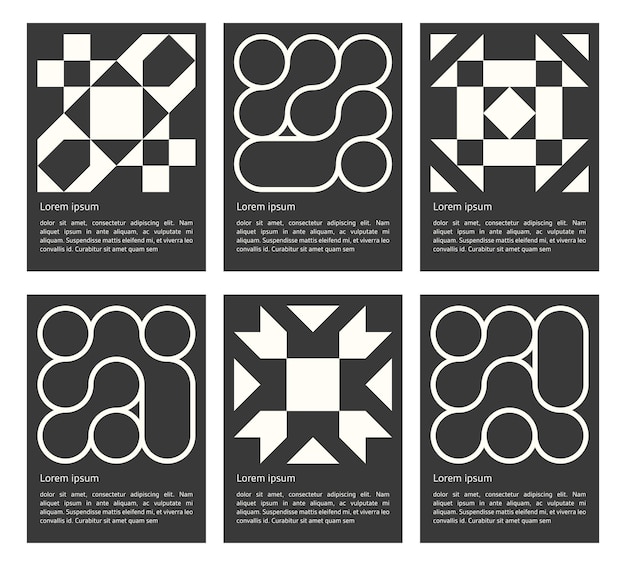 conjunto de mosaicos abstractos geométricos y líquidos conectados puntos circulares formas negras formas de patrón