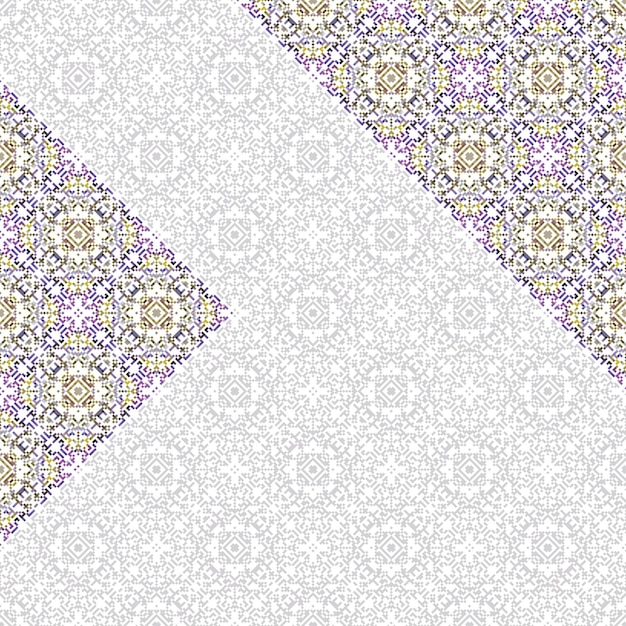 Un conjunto de motivos geométricos morados y blancos con un borde blanco.