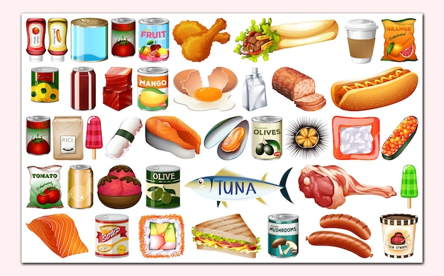 Vector conjunto de muchos alimentos