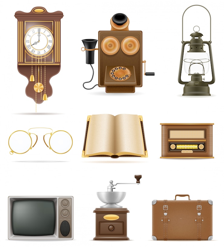 Vector conjunto de muchos objetos retro antiguos elementos vintage stock vector ilustración