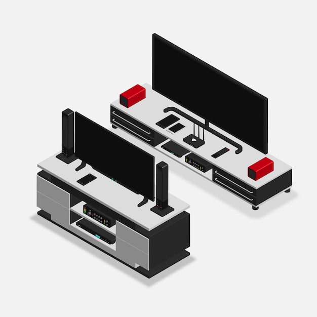 Conjunto de muebles isométricos 3d realistas