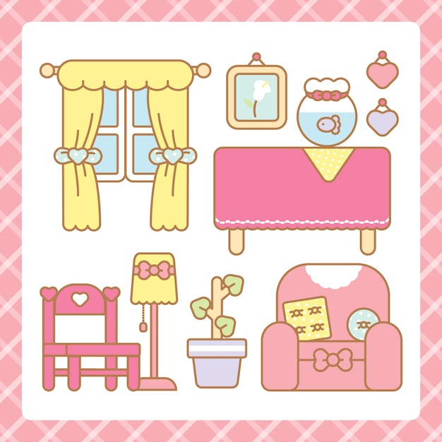 Conjunto de muebles kawaii